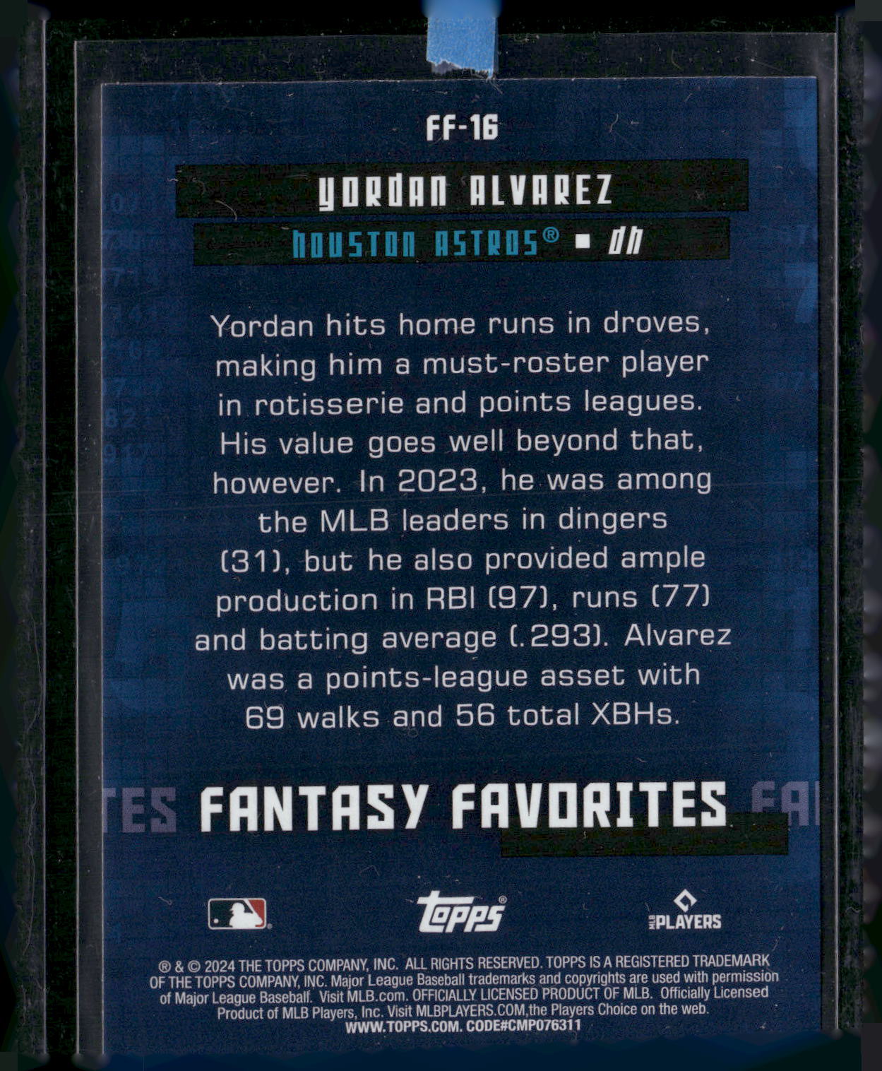 2024 Topps #FF-16 Yordan Alvarez Fantasy Favorites