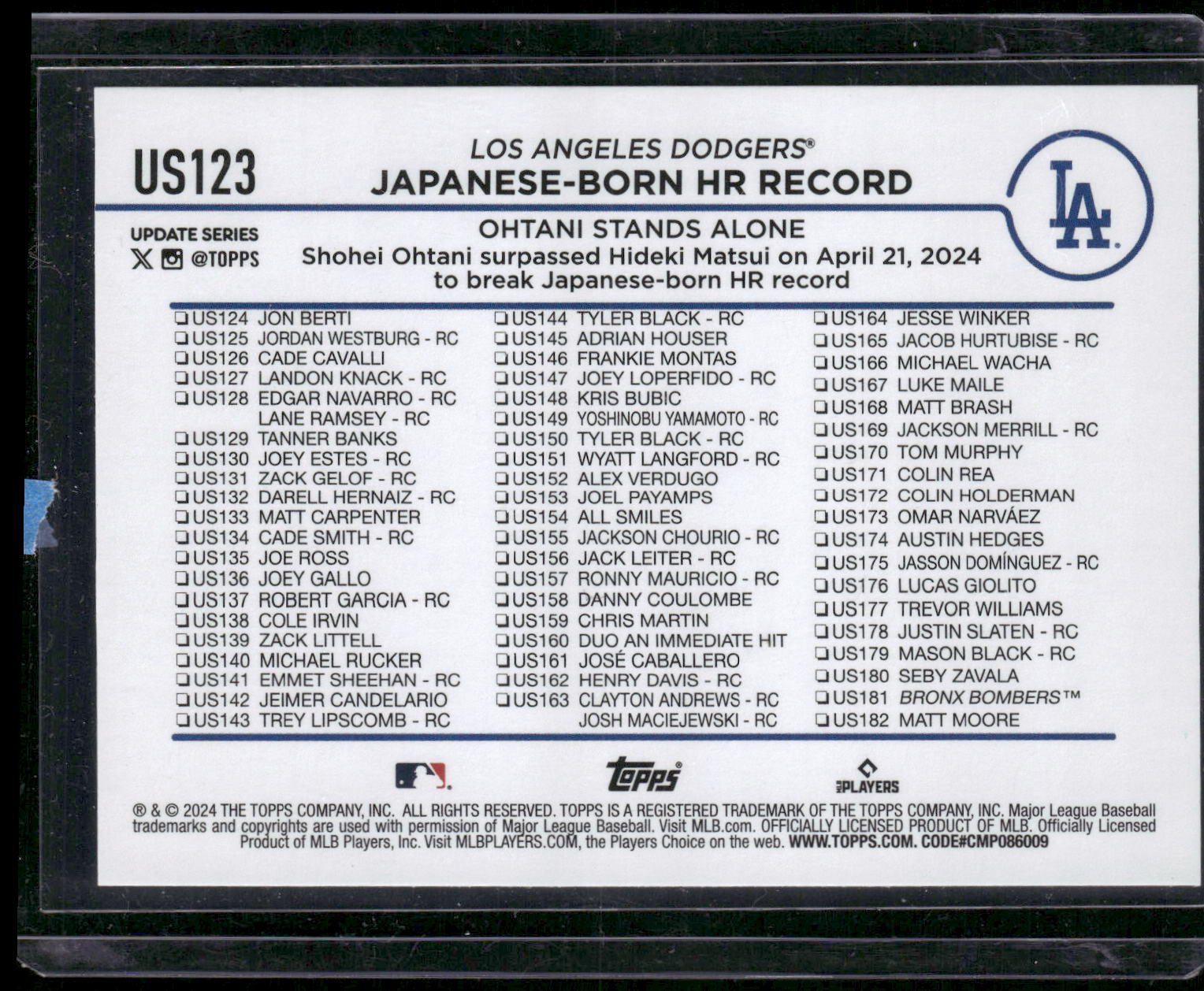 2024 Topps Update #US123 Shohei Ohtani
