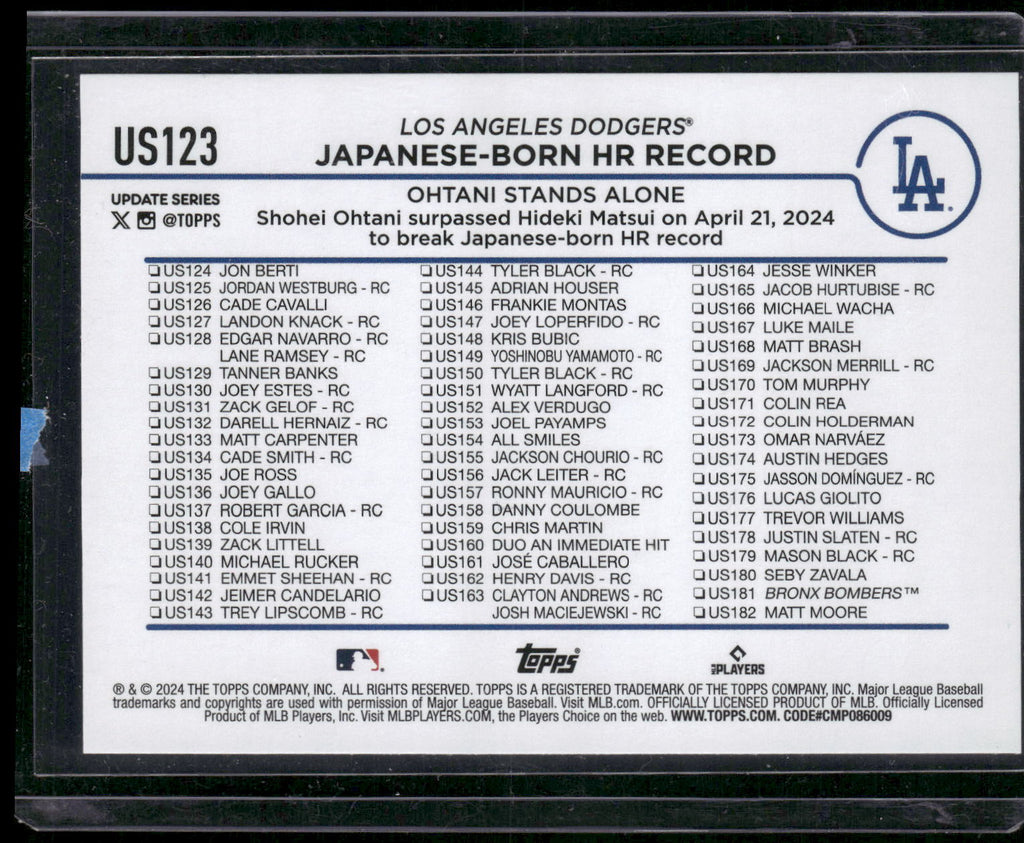2024 Topps Update #US123 Shohei Ohtani