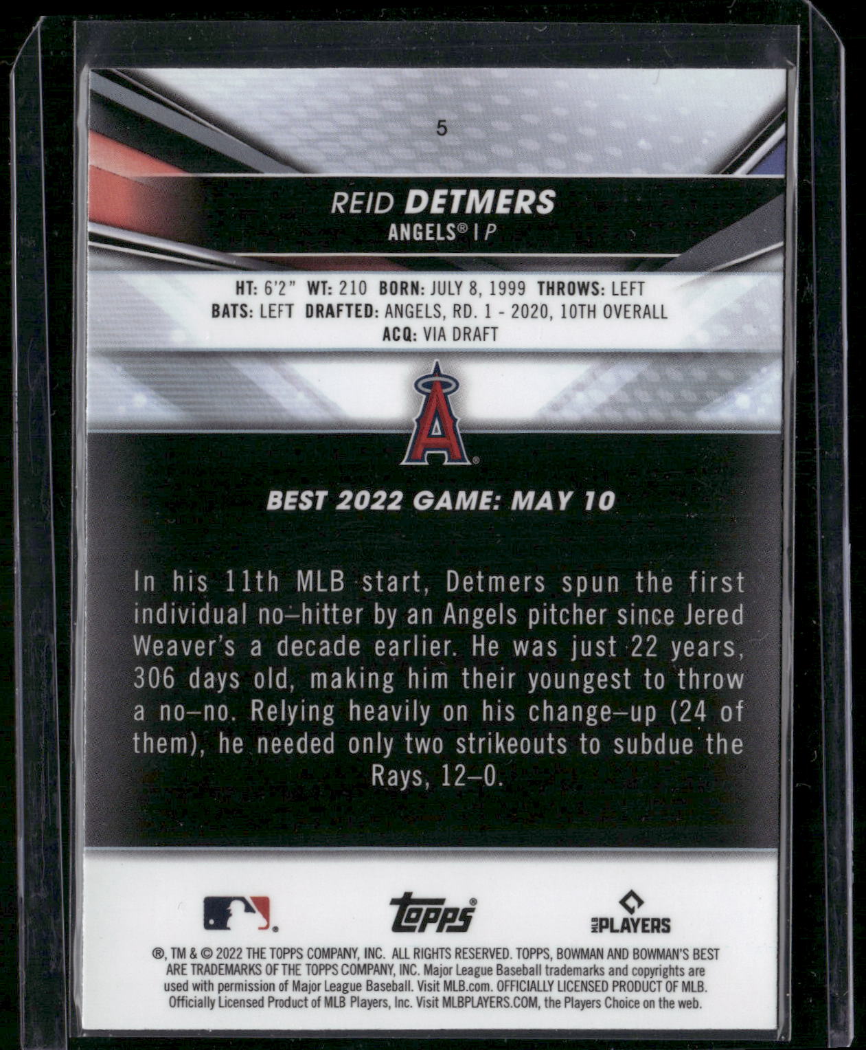 2022 Bowman's Best #5 Reid Detmers