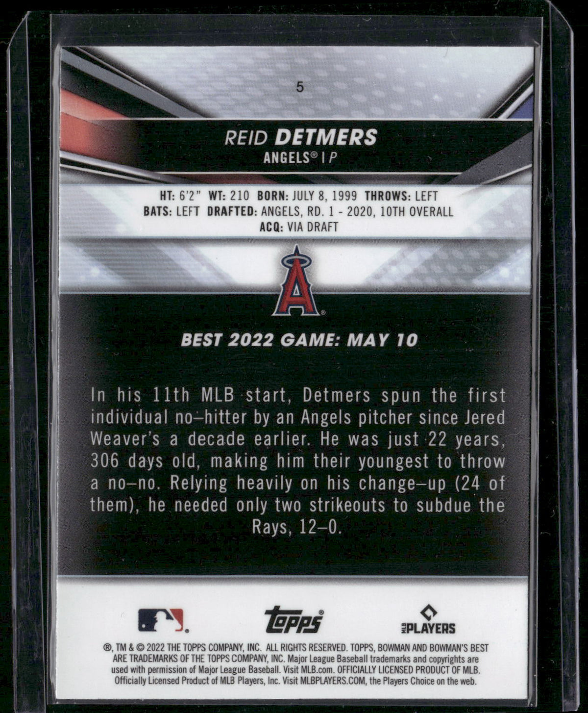 2022 Bowman's Best #5 Reid Detmers