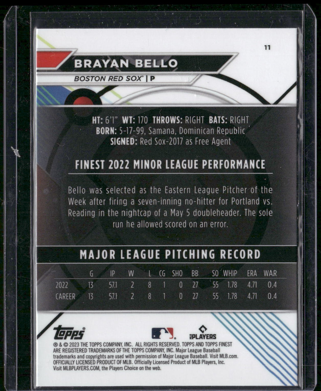 2023 Finest #11 Brayan Bello