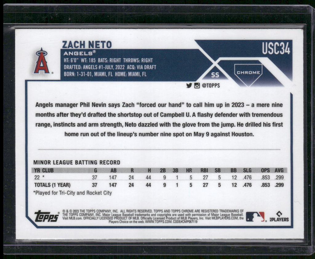 2023 Topps Chrome Update #USC34 Zach Neto