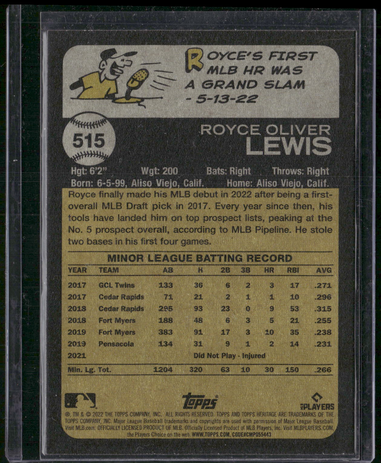 2022 Topps Heritage #515 Royce Lewis