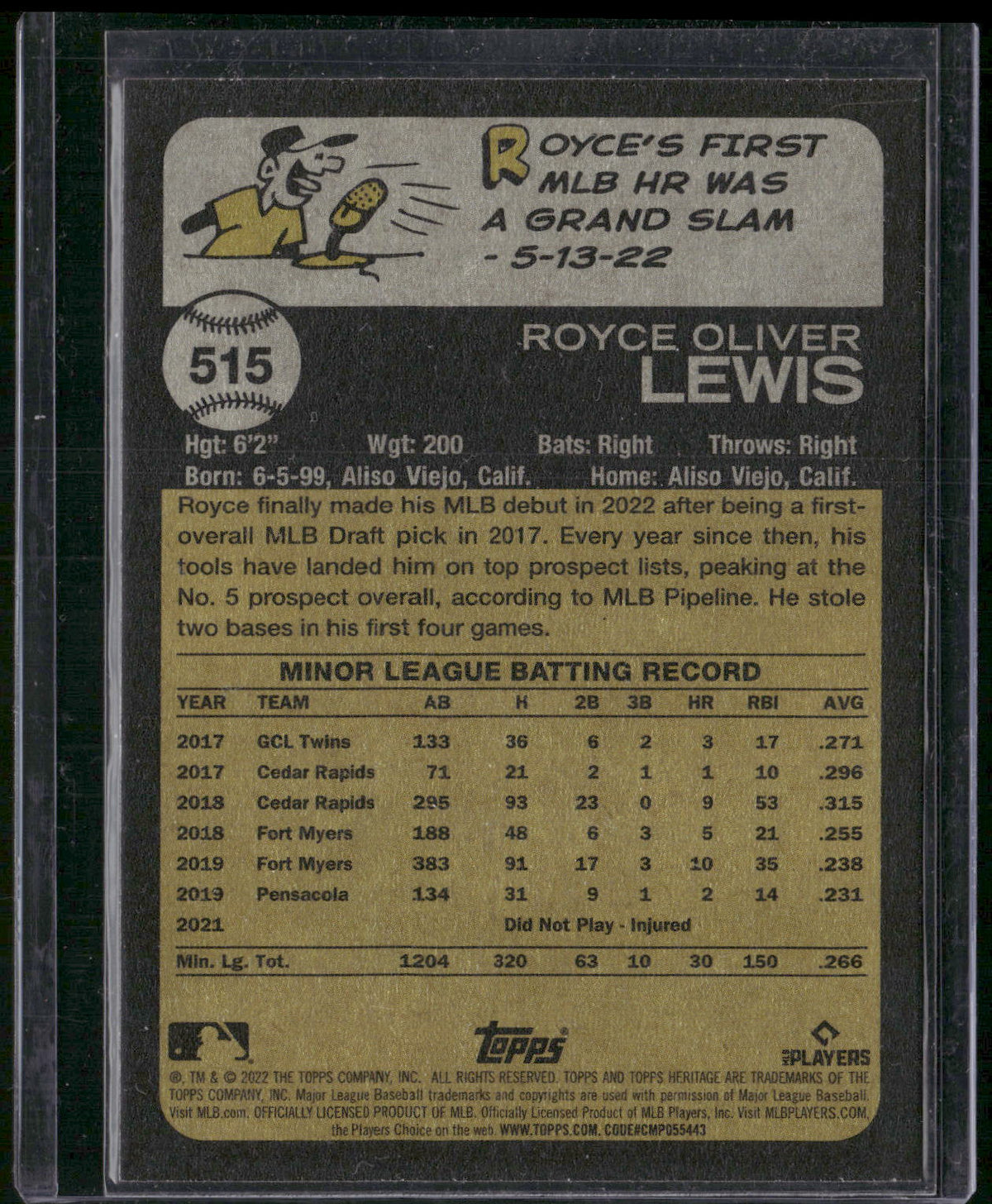 2022 Topps Heritage #515 Royce Lewis