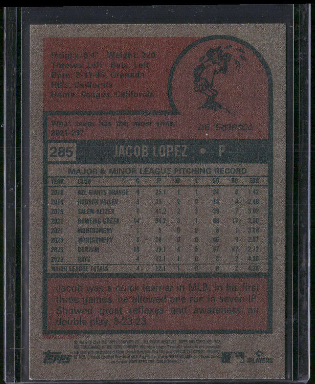 2024 Topps Heritage #285 Jacob Lopez