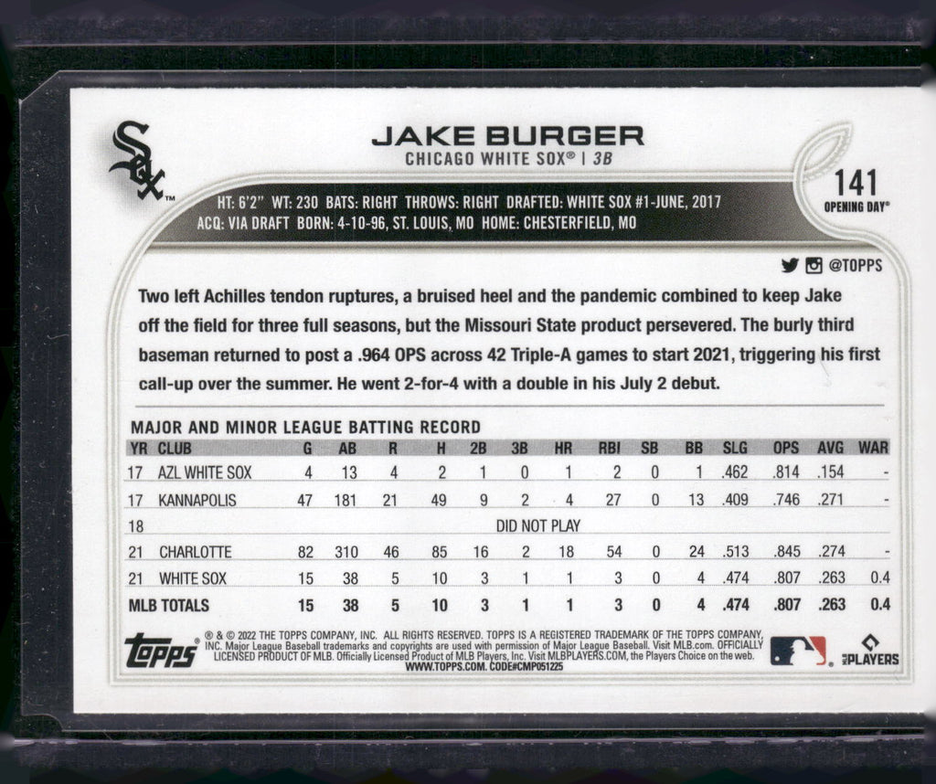 2022 Topps #186b Jake Burger