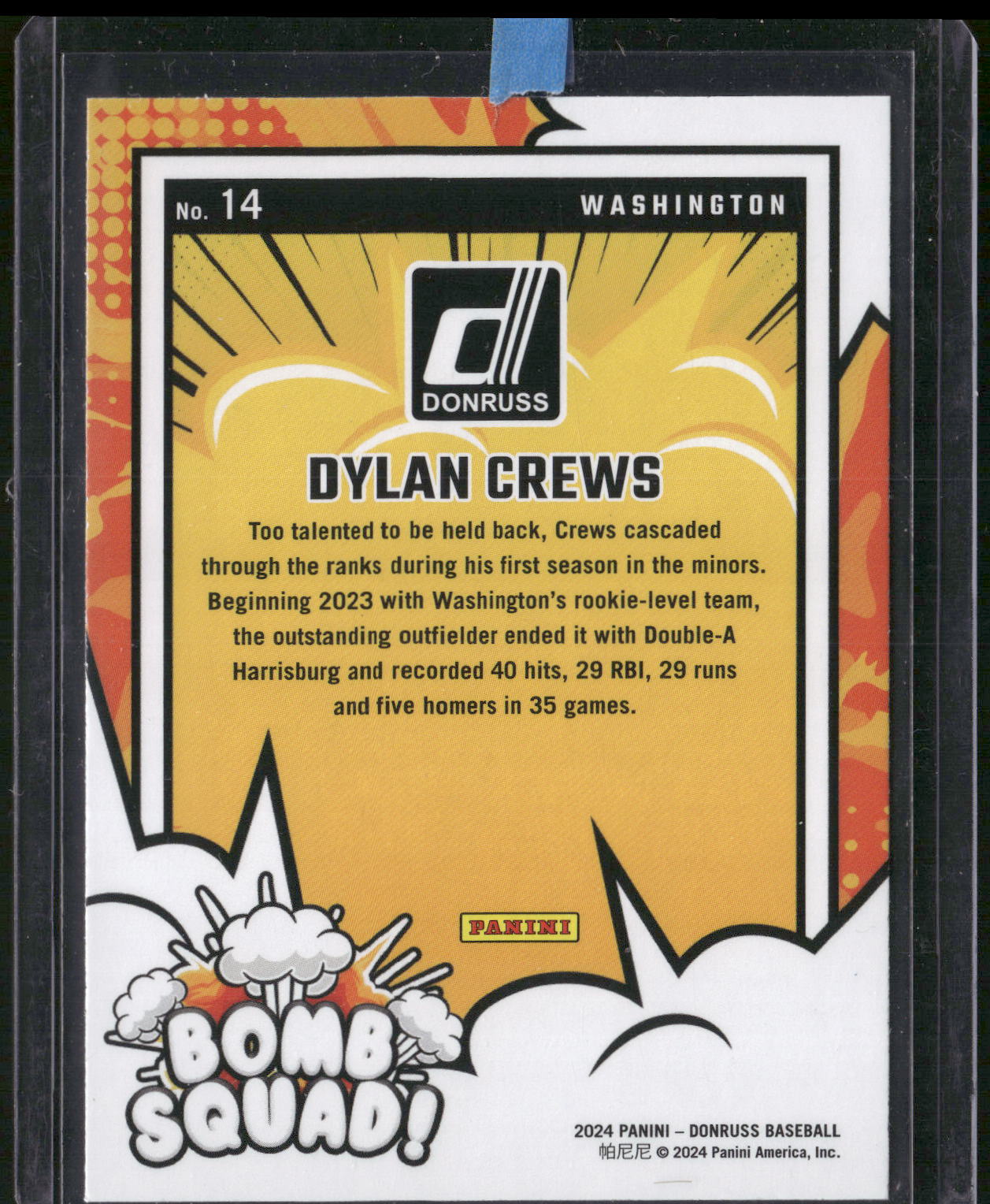 2024 Donruss #14 Dylan Crews Bomb Squad