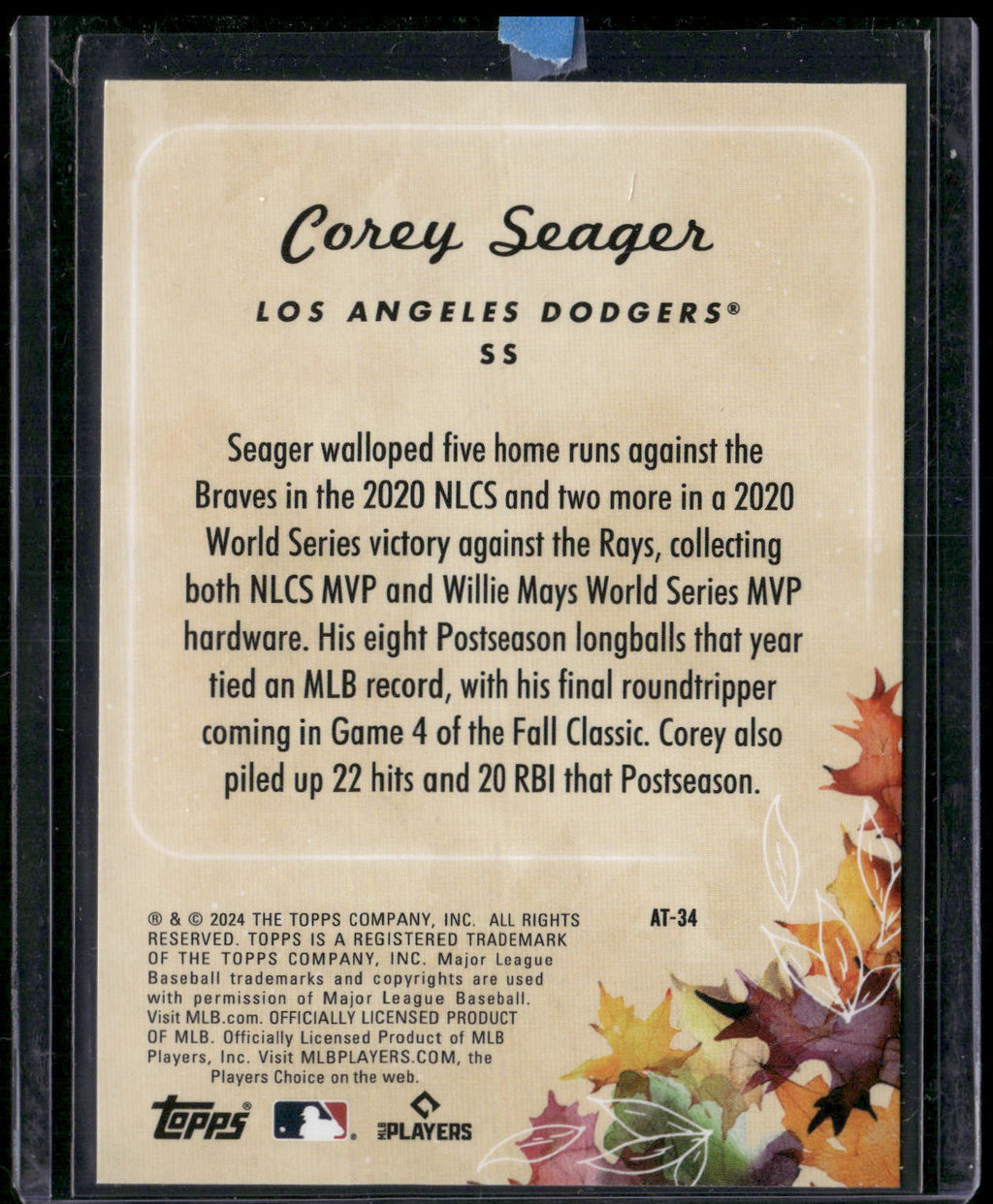 2024 Topps Update #AT-34 Corey Seager Autumn Tales