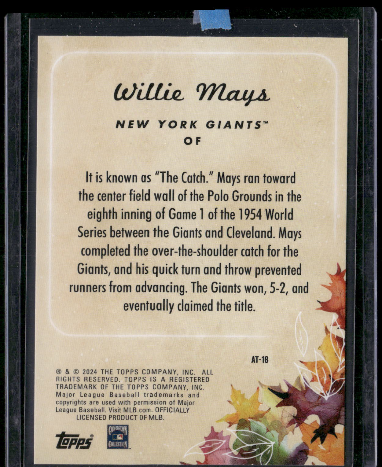 2024 Topps Update #AT-18 Willie Mays Autumn Tales