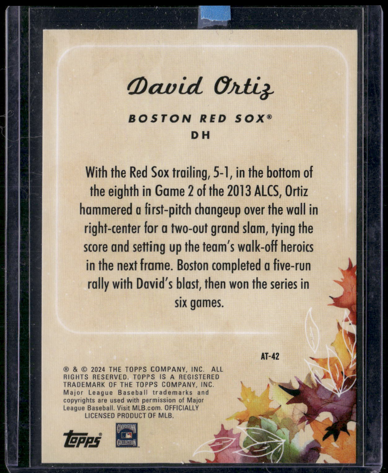 2024 Topps Update #AT-42 David Ortiz Autumn Tales