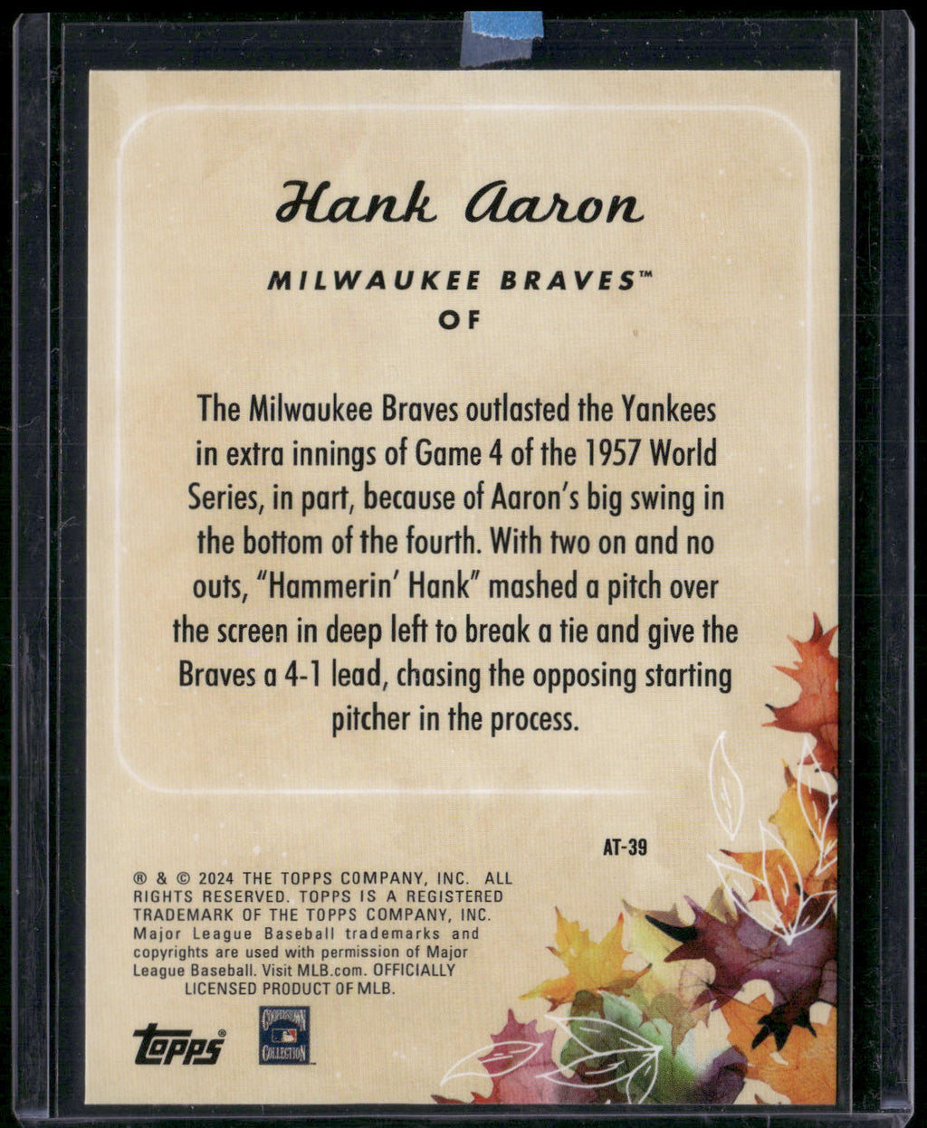 2024 Topps Update #AT-39 Hank Aaron Autumn Tales