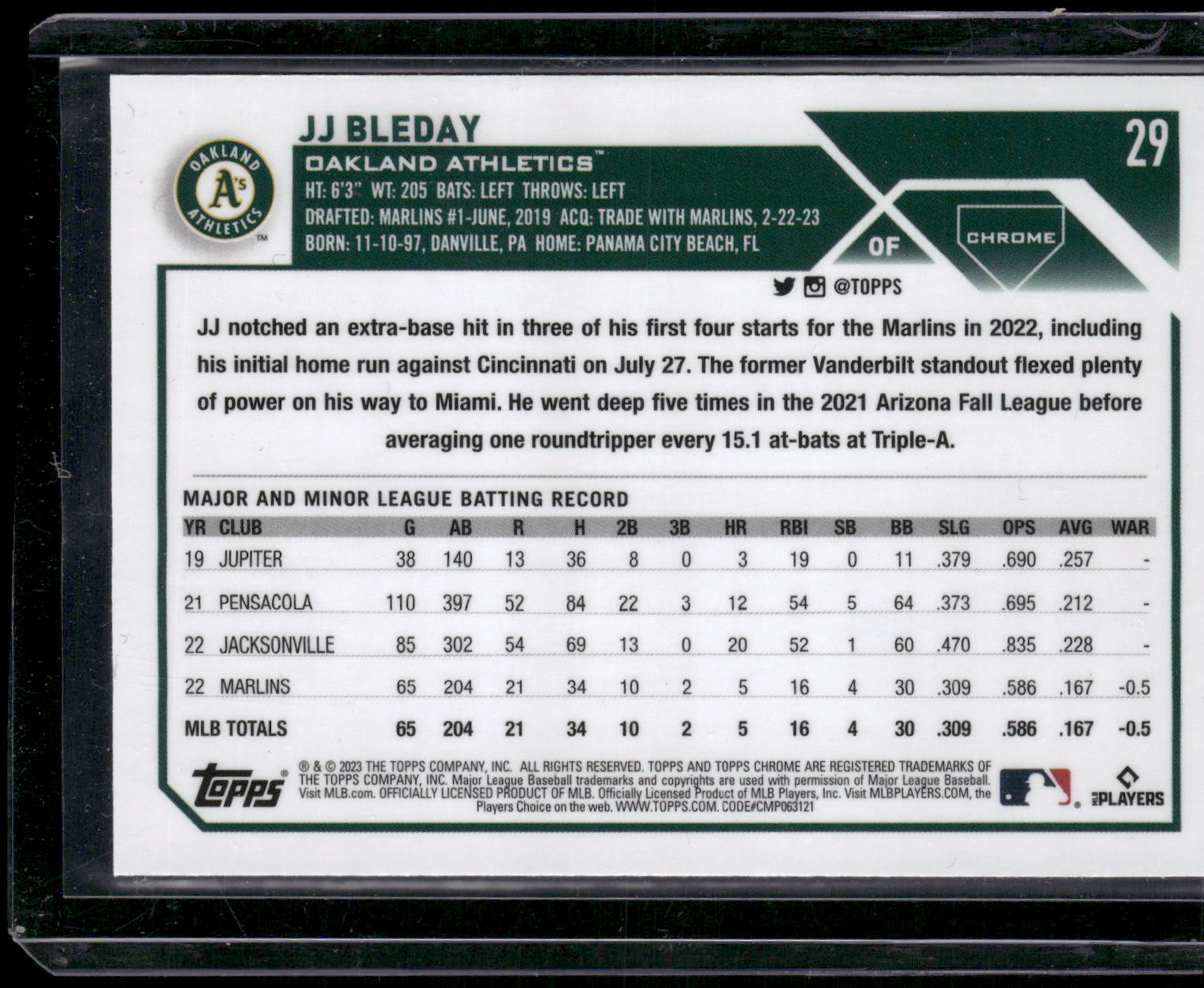 2023 Topps Chrome #29 JJ Bleday X-Fractors
