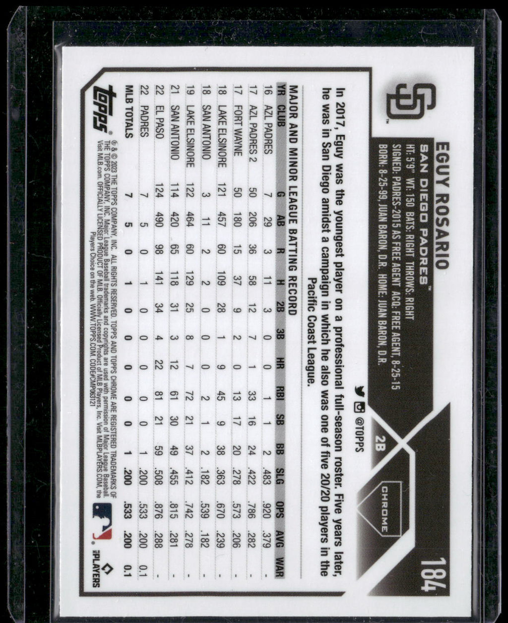 2023 Topps Chrome #184 Eguy Rosario X-Fractors