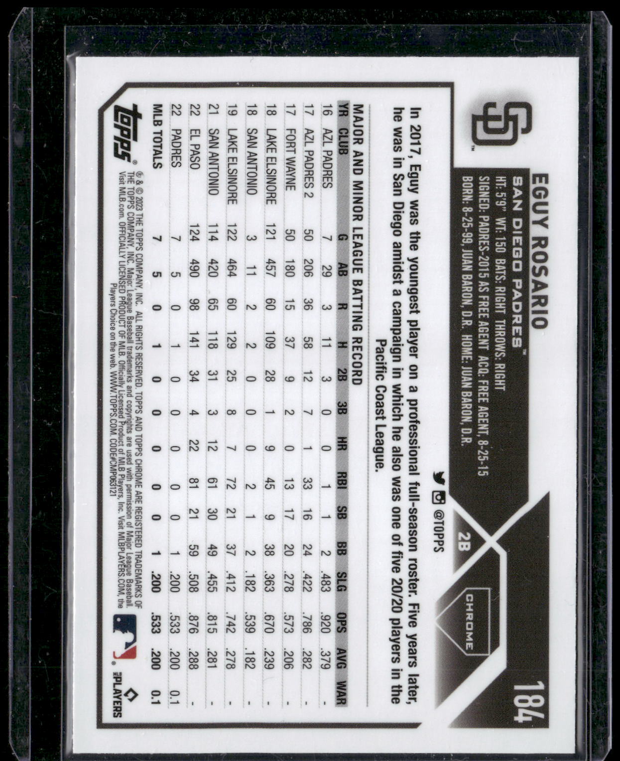 2023 Topps Chrome #184 Eguy Rosario X-Fractors