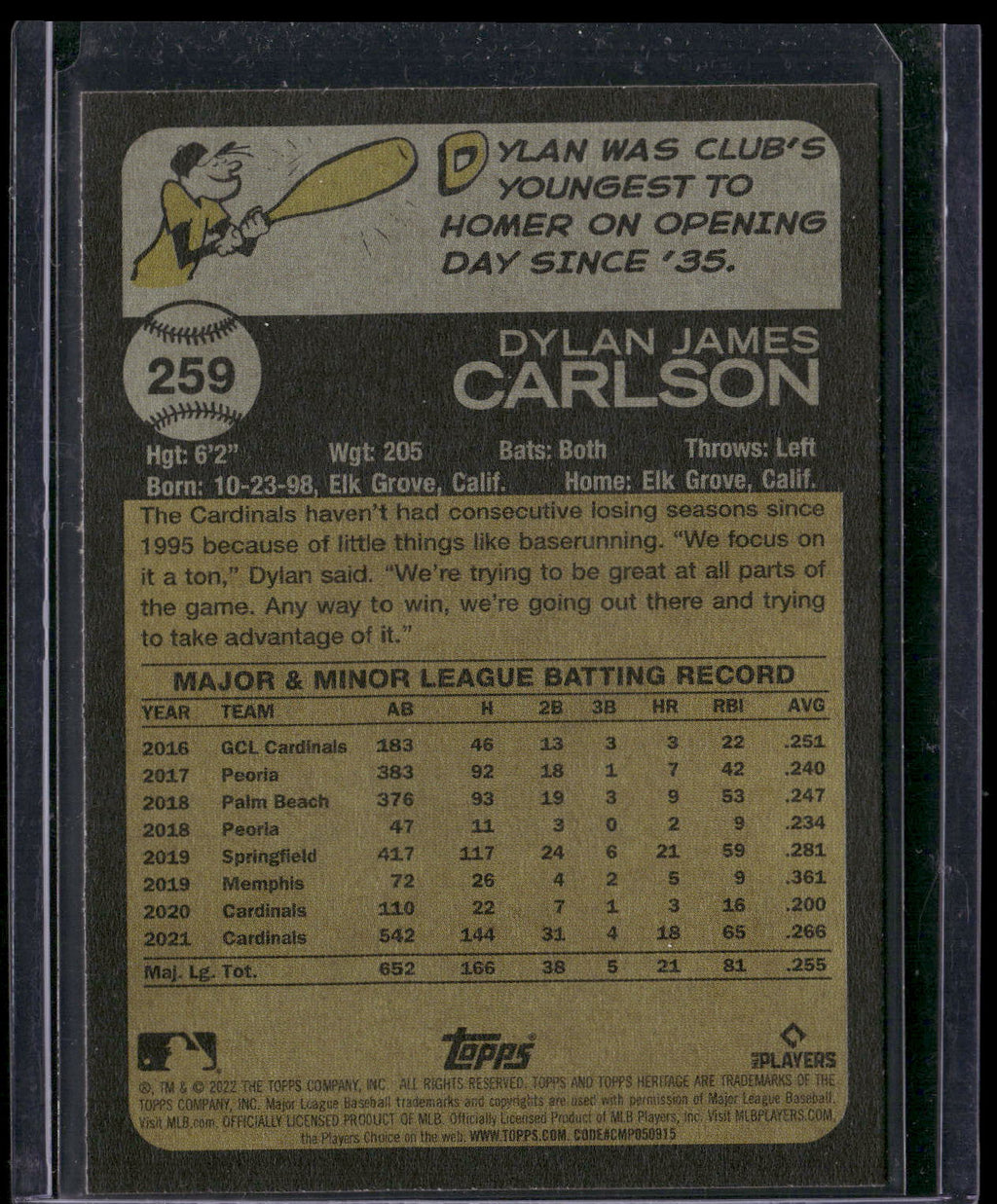 2022 Topps Heritage #259 Dylan Carlson
