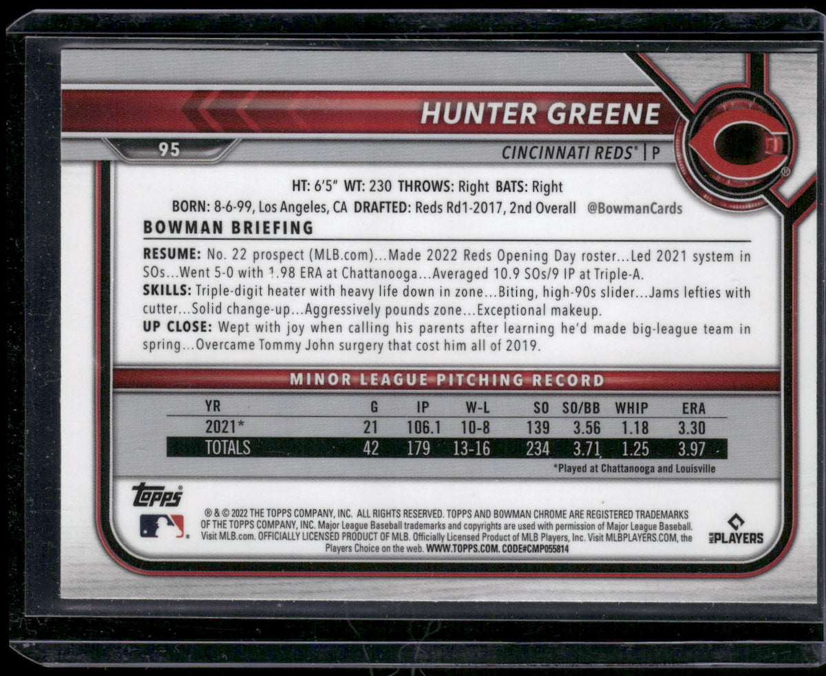 2022 Bowman Chrome #95 Hunter Greene