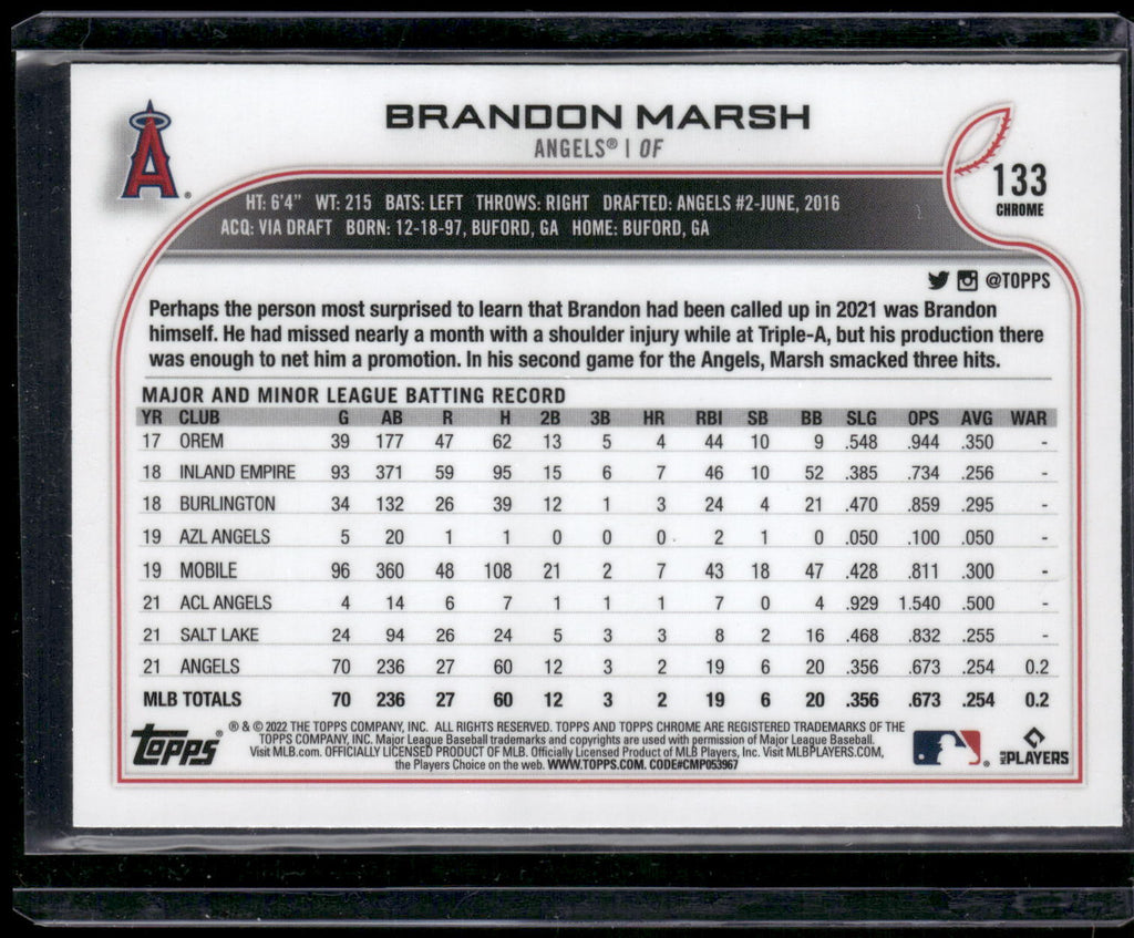 2022 Topps Chrome Sonic #133a Brandon Marsh