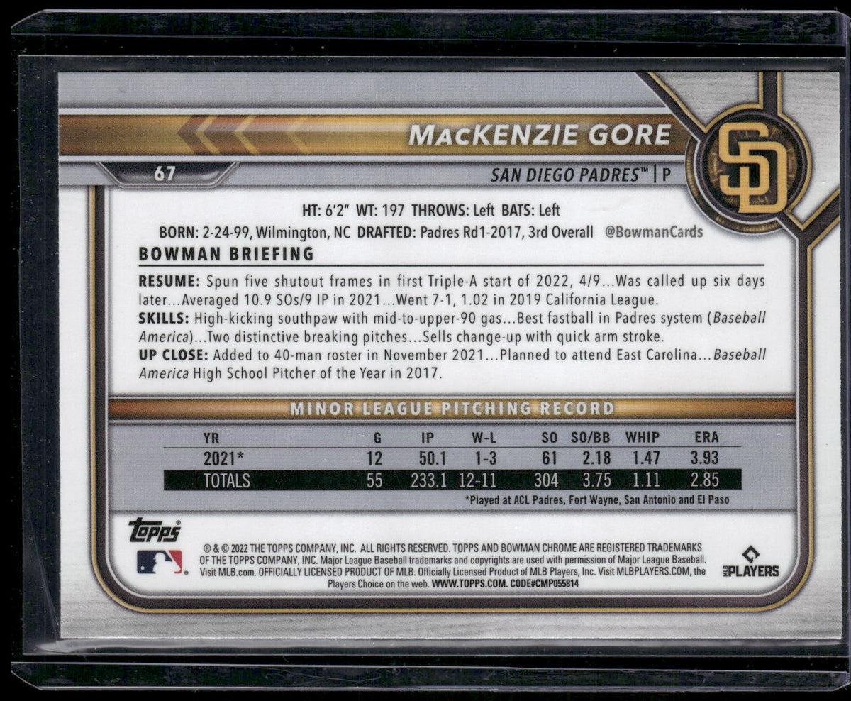 2022 Bowman Chrome #67 MacKenzie Gore
