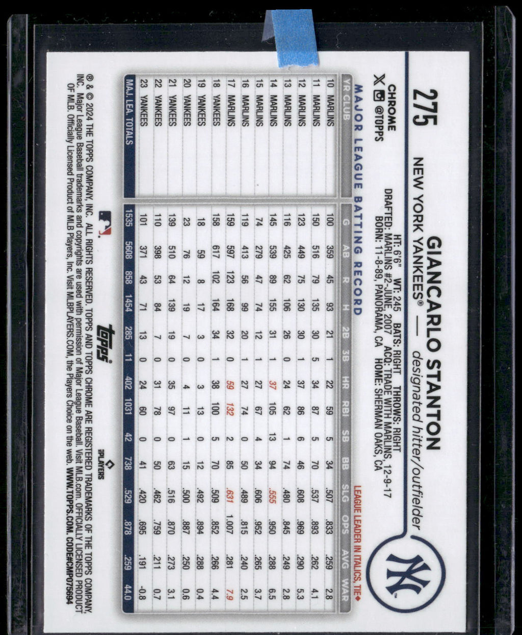 2024 Topps Chrome #275 Giancarlo Stanton X-Fractors