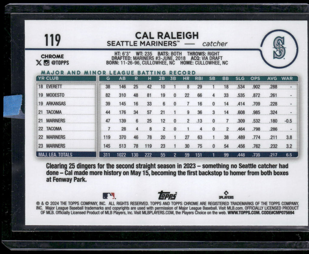 2024 Topps Chrome #119 Cal Raleigh X-Fractors