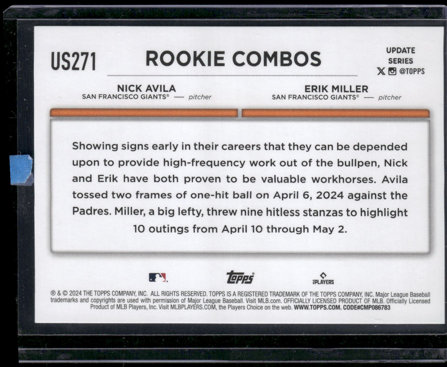 2024 Topps Update #US271 Erik Miller / Nick Avila RCOM Holiday
