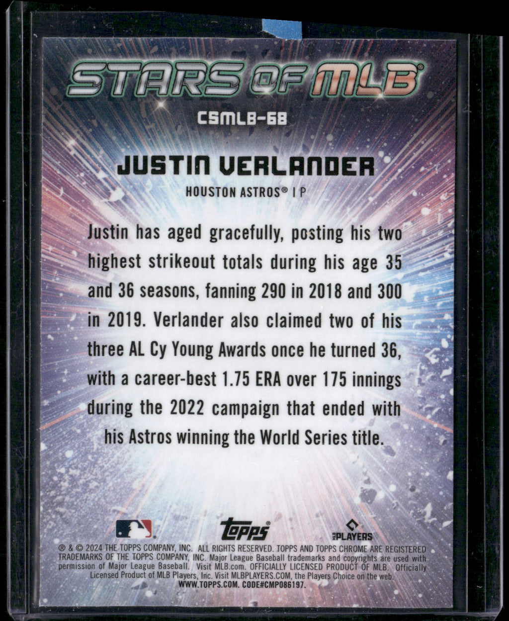 2024 Topps Update #CSMLB-68 Justin Verlander Stars of MLB Chrome