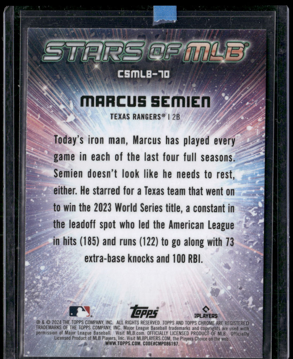 2024 Topps Update #CSMLB-70 Marcus Semien Stars of MLB Chrome