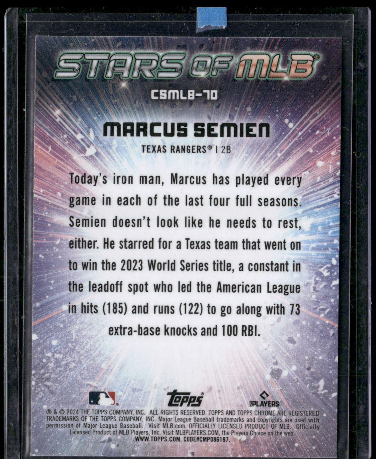2024 Topps Update #CSMLB-70 Marcus Semien Stars of MLB Chrome