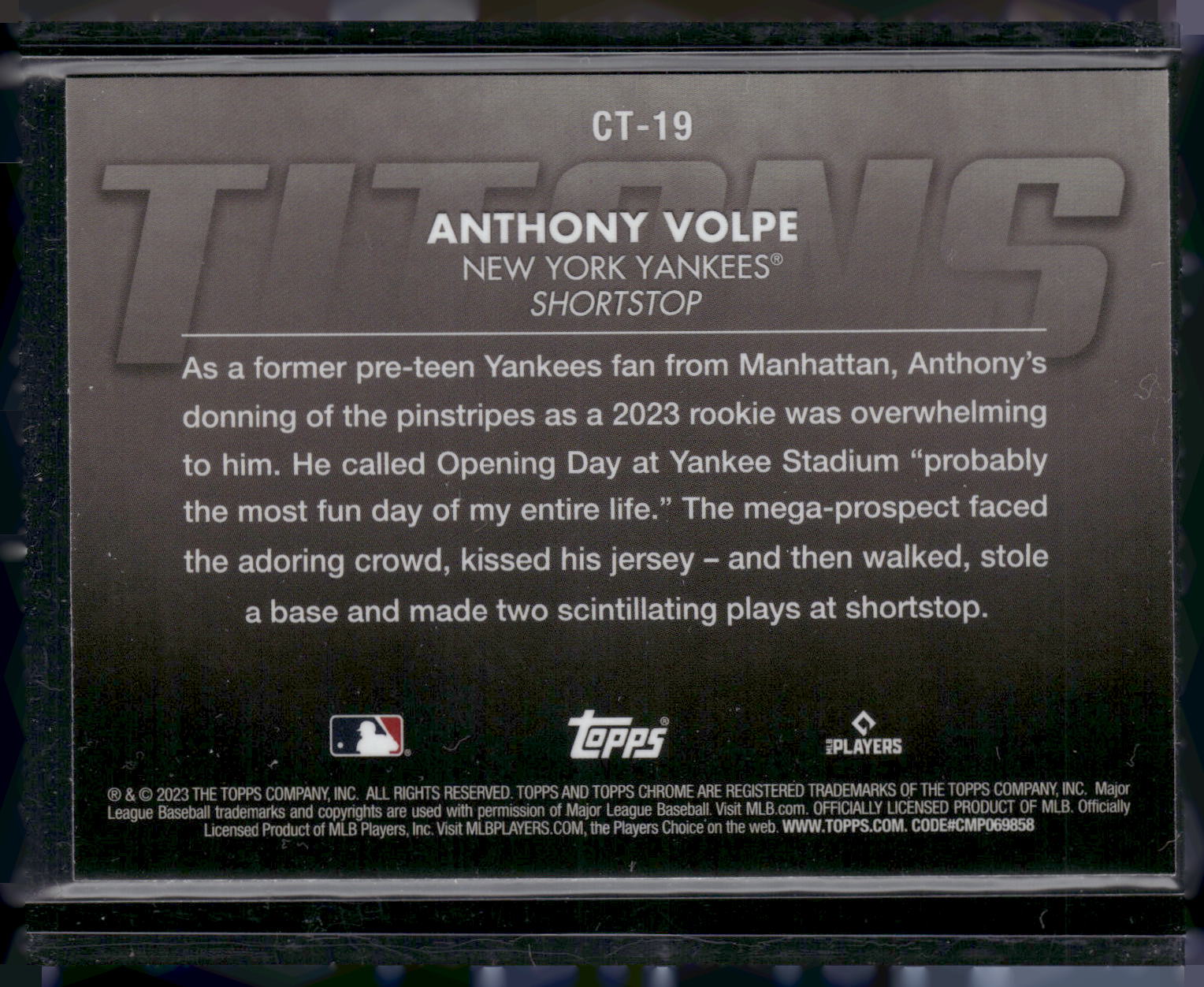 2023 Topps Chrome Update #CT-19 Anthony Volpe Titans