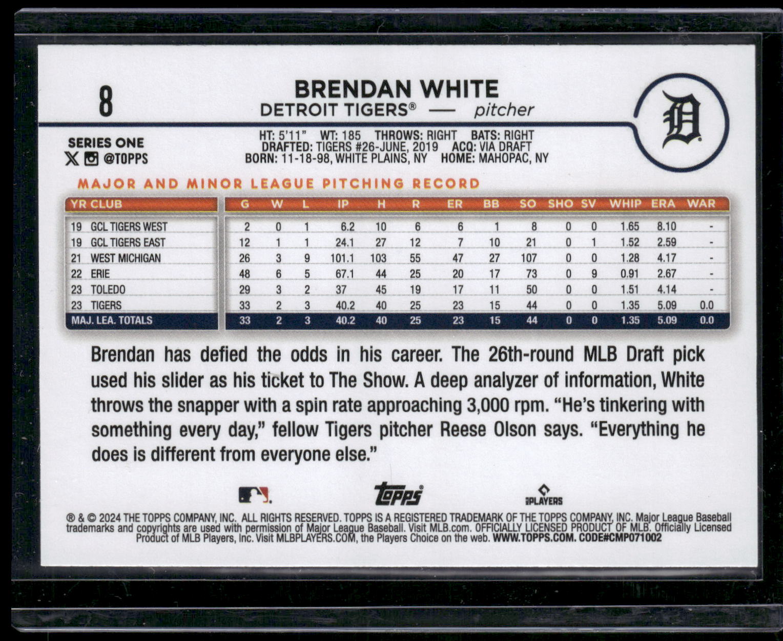 2024 Topps #8 Brendan White