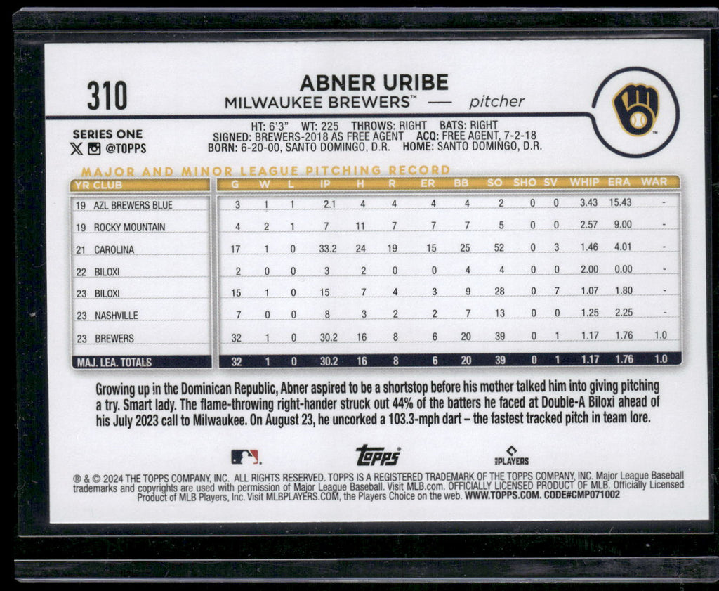 2024 Topps #310 Abner Uribe