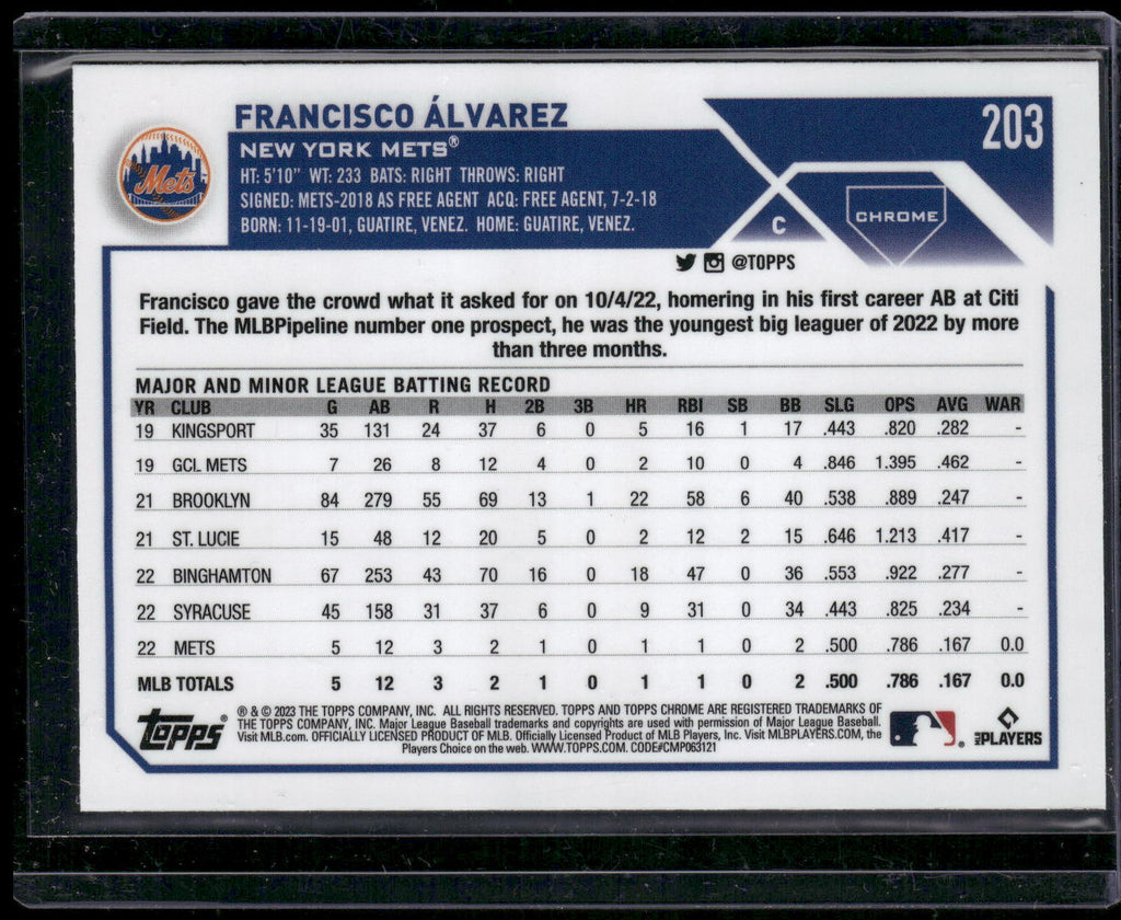 2023 Topps Chrome #203 Francisco Álvarez