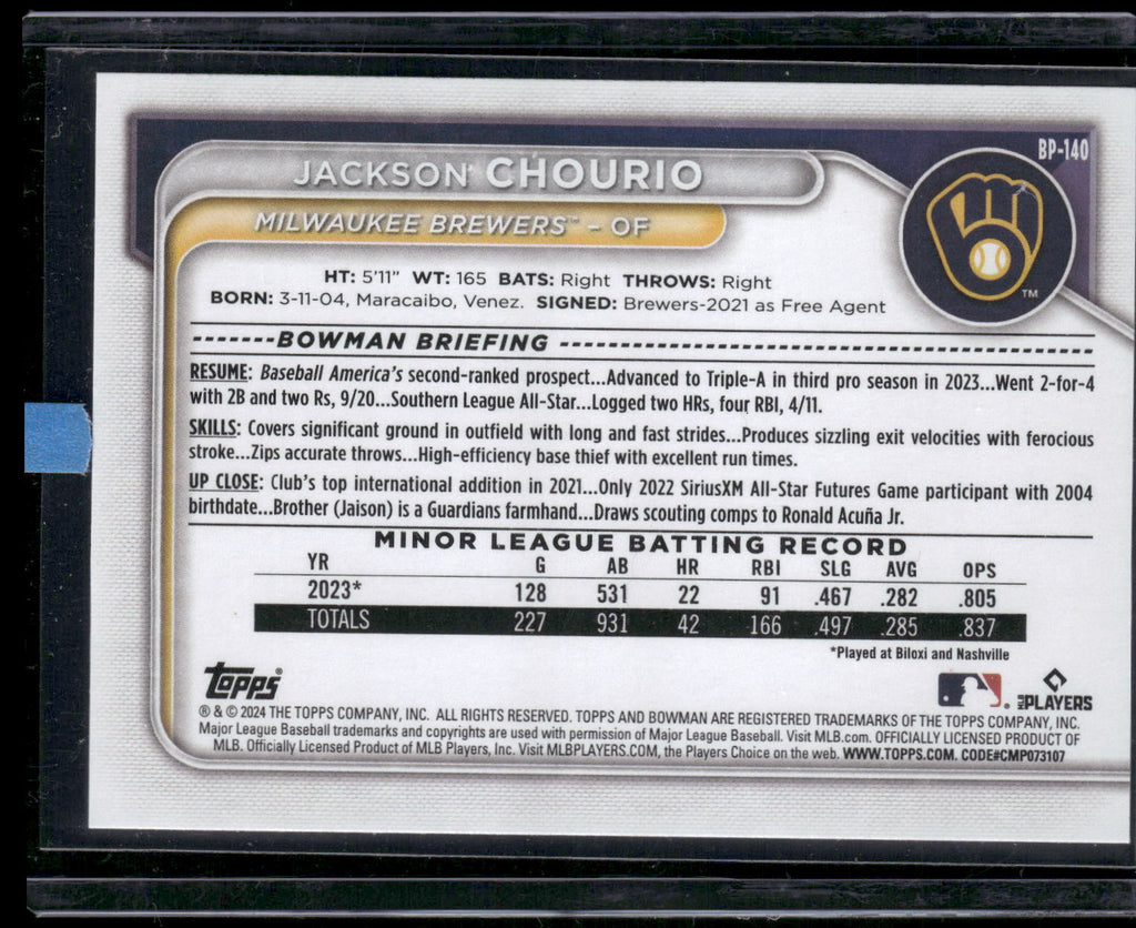 2024 Bowman #BP-140 Jackson Chourio Prospects