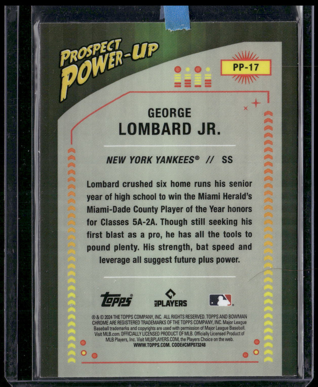 2024 Bowman #PP-17 George Lombard Jr. Prospect Power-Up