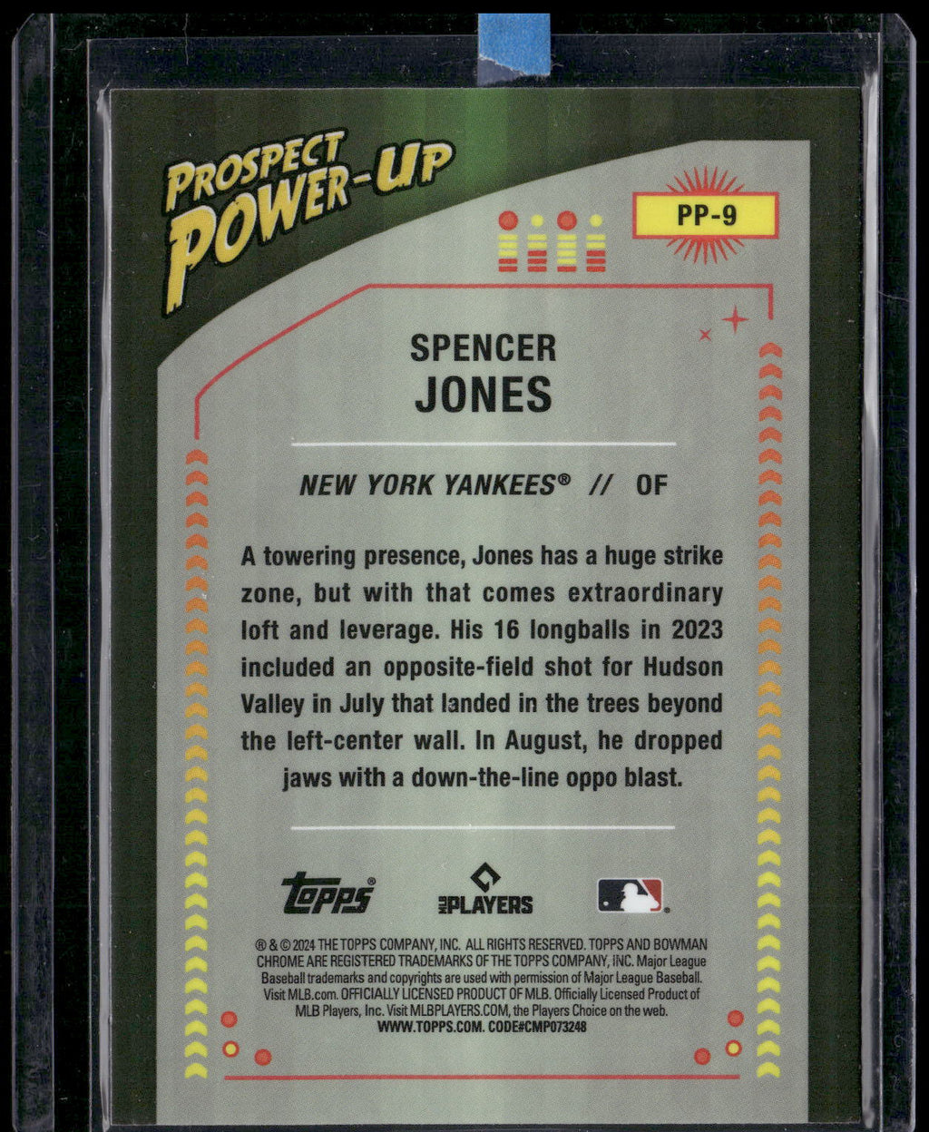 2024 Bowman #PP-9 Spencer Jones Prospect Power-Up