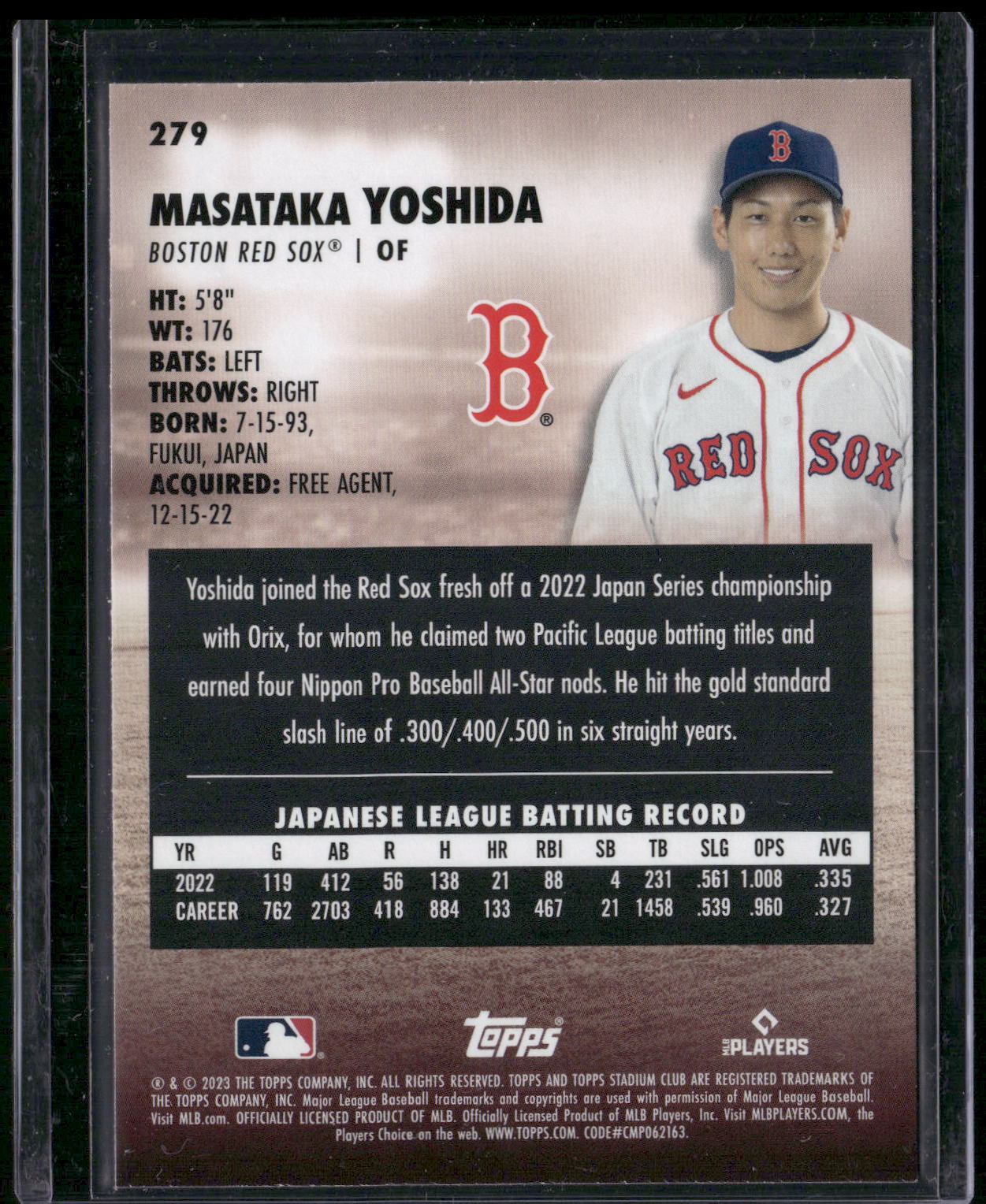 2023 Stadium Club #279 Masataka Yoshida