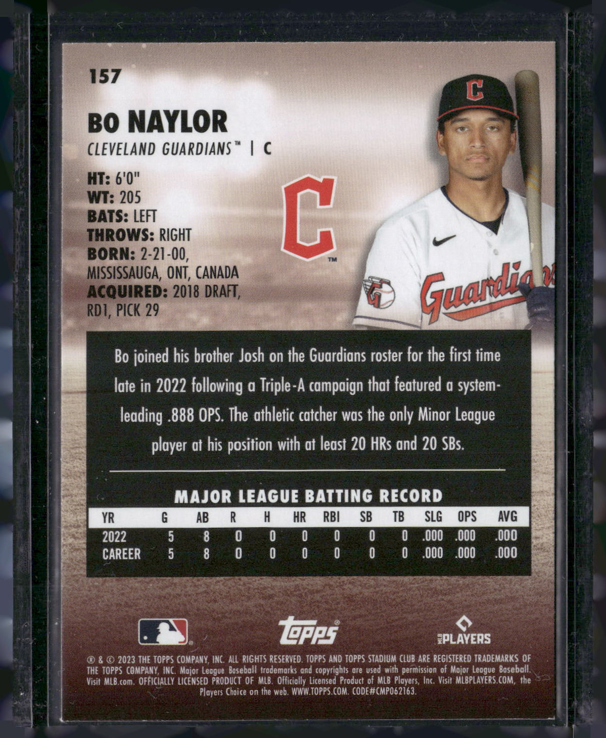 2023 Stadium Club #157 Bo Naylor