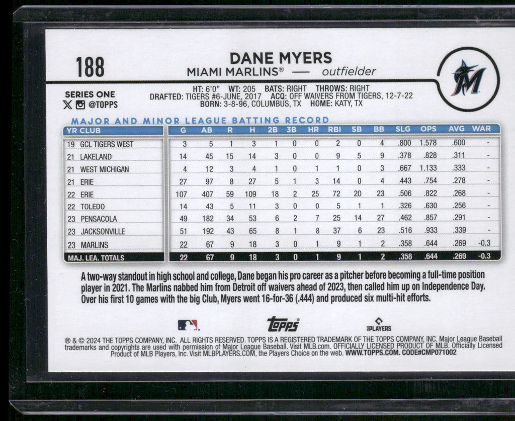 2024 Topps #188 Dane Myers