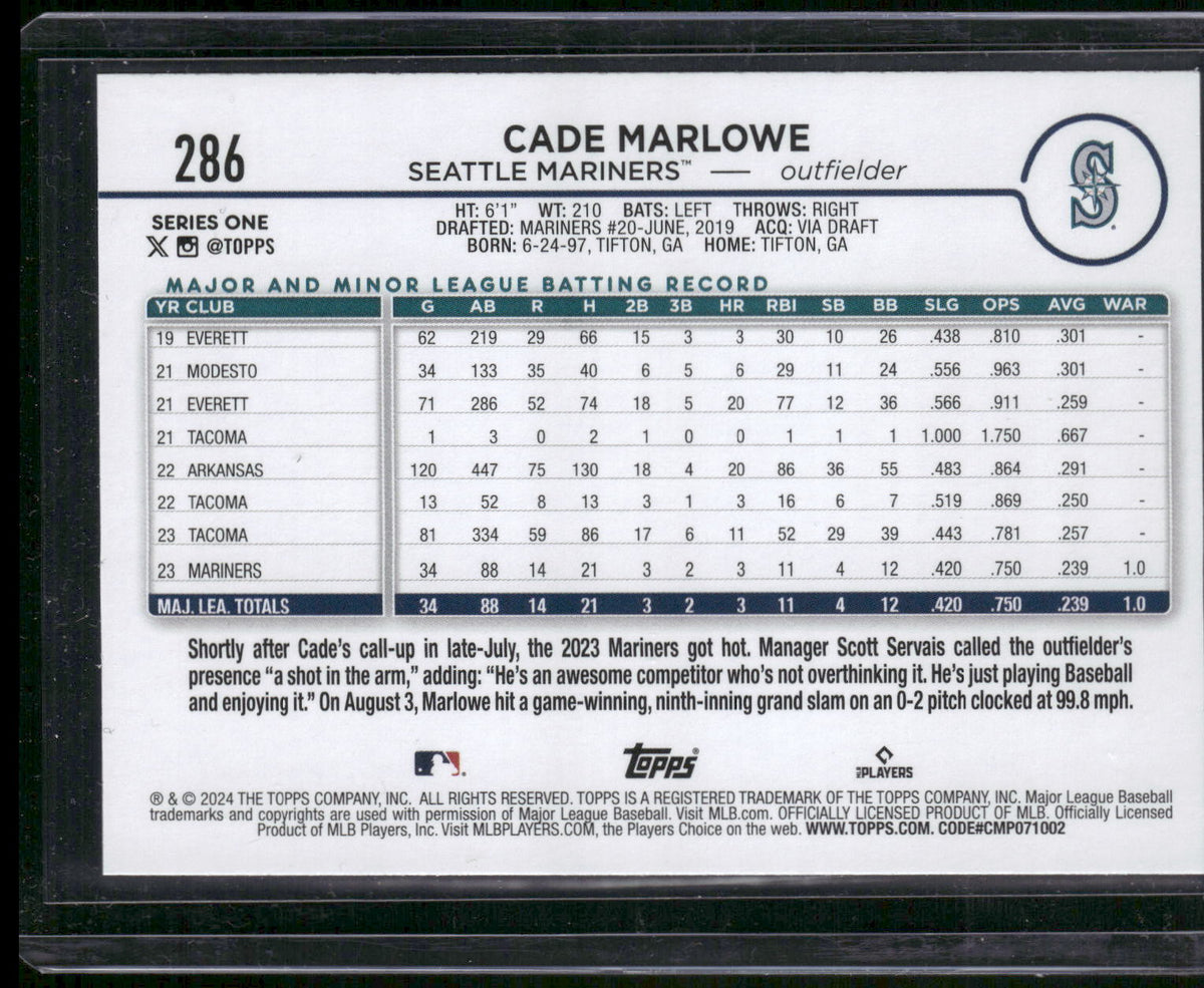 2024 Topps #286 Cade Marlowe
