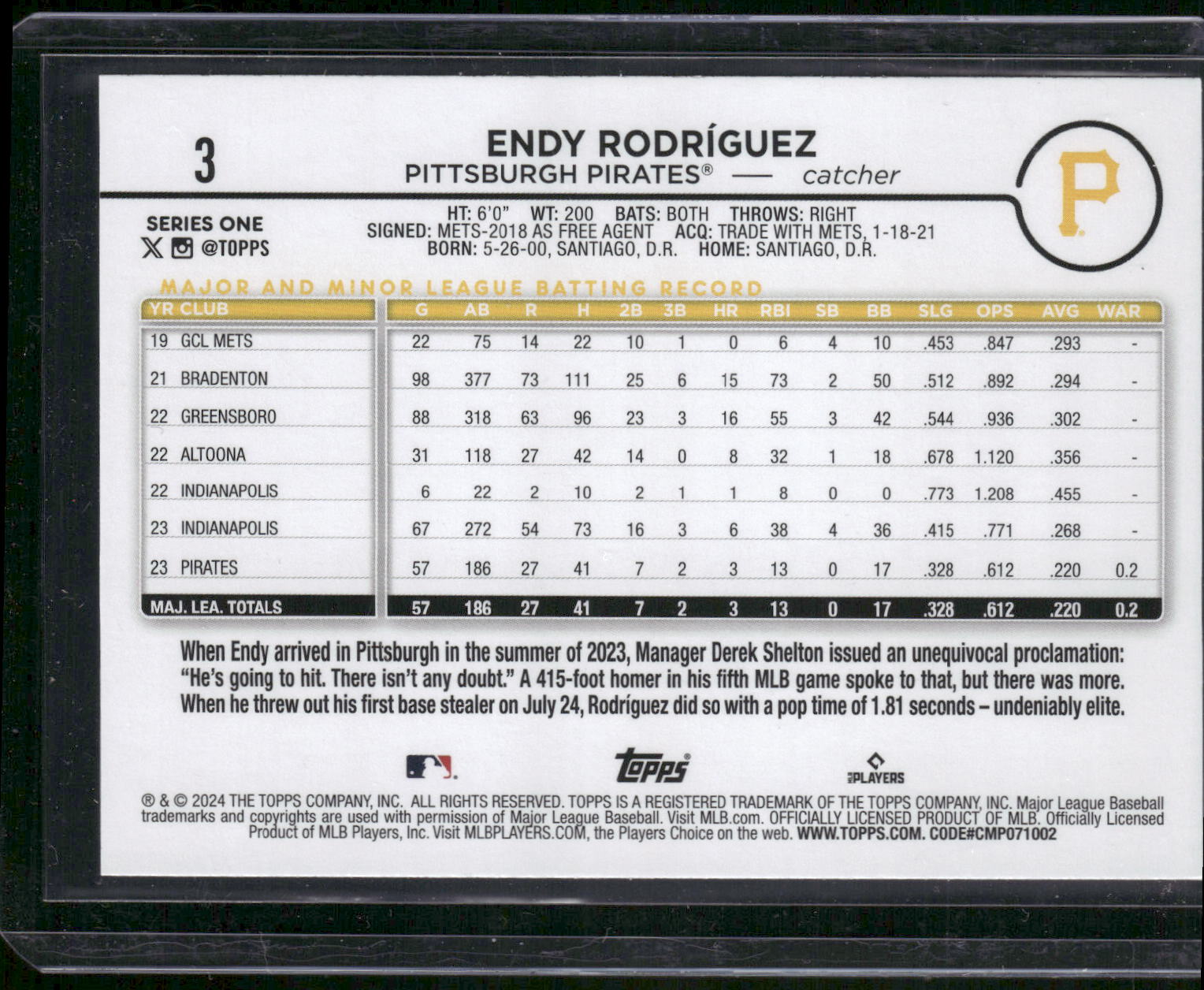 2024 Topps #3 Endy Rodríguez