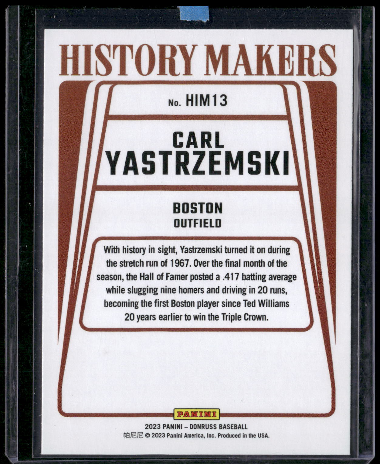 2023 Donruss #HIM13 Carl Yastrzemski History Makers