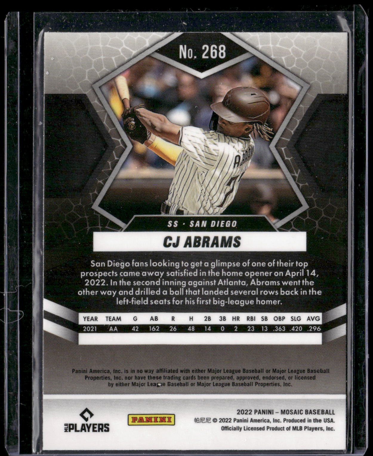 2022 Panini Mosaic #268 CJ Abrams Silver Prizm