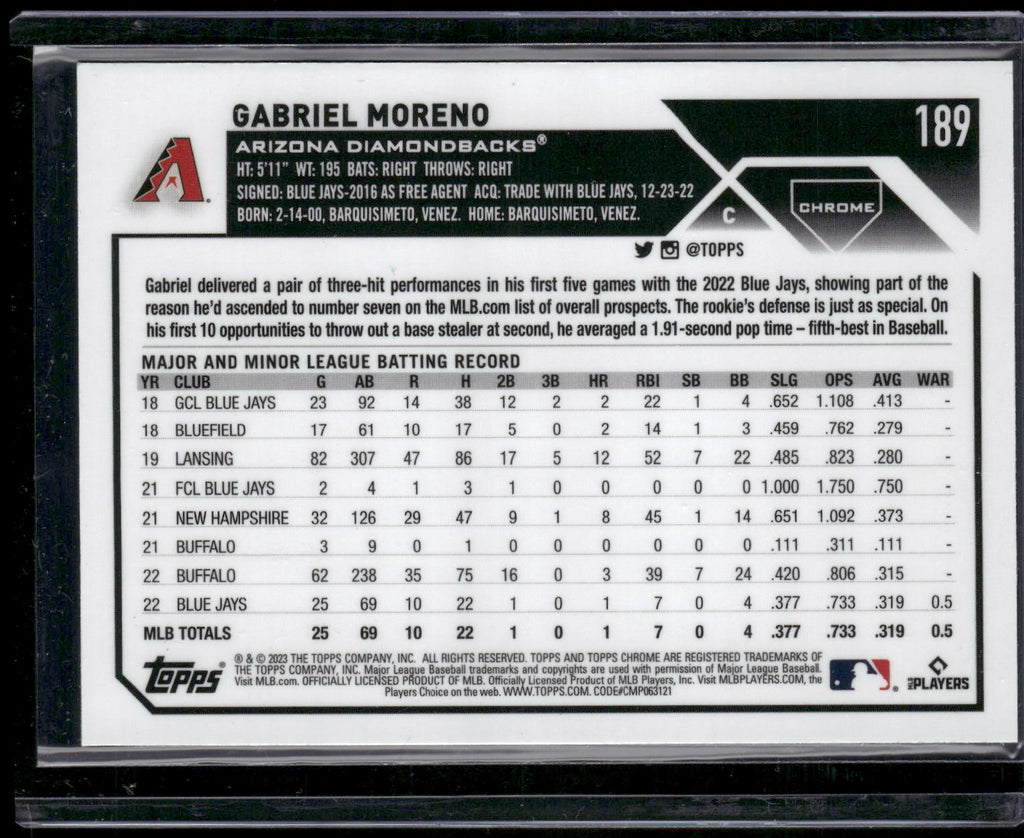 2023 Topps Chrome #189 Gabriel Moreno