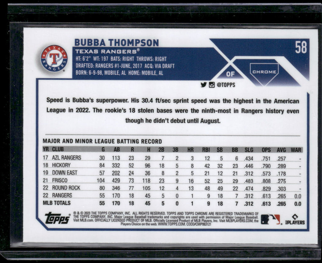 2023 Topps Chrome #58 Bubba Thompson Pink Refractors