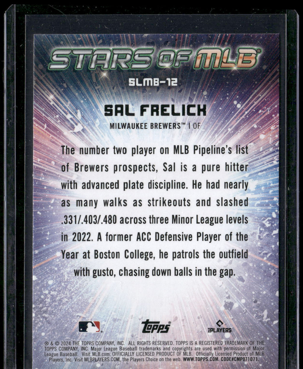 2024 Topps #SLMB-12 Sal Frelick Stars of MLB