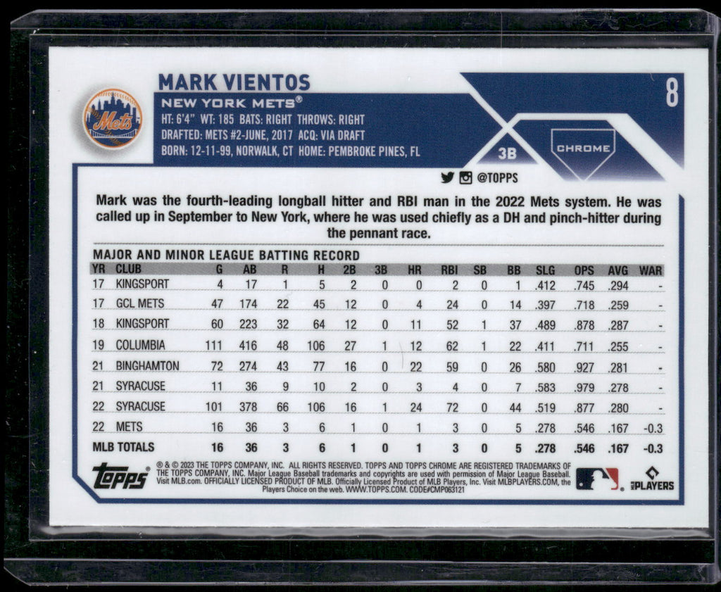 2023 Topps Chrome #8 Mark Vientos Refractors