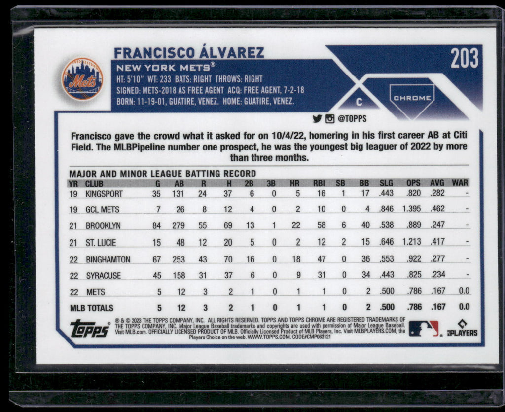 2023 Topps Chrome #203 Francisco Álvarez