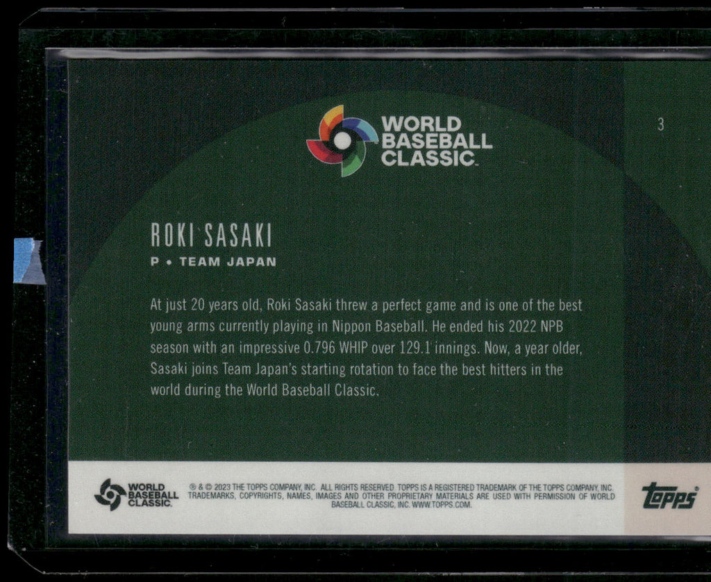 2023 Topps World Baseball Classic Global Stars #3 Roki Sasaki