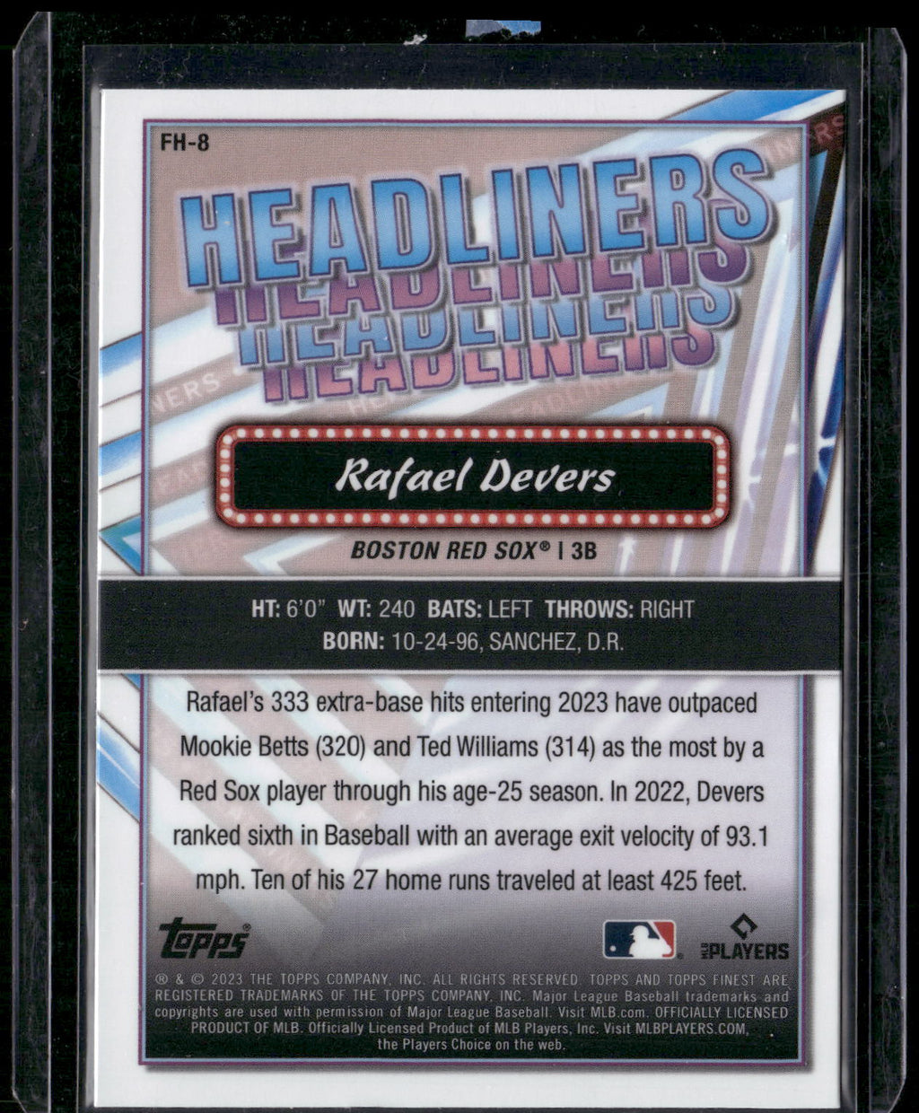 2023 Finest #FH-8 Rafael Devers Headliners